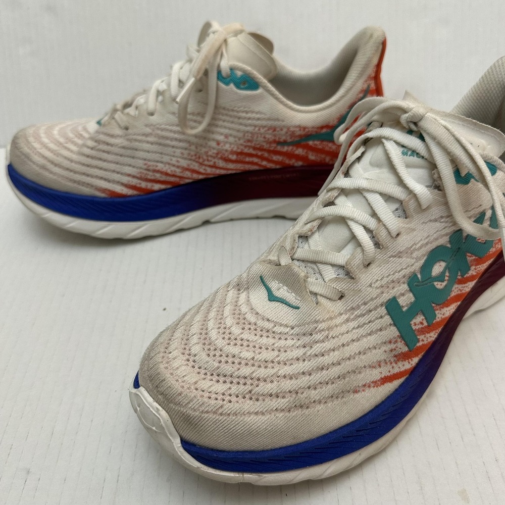 HOKA Mach 5 Running Shoes Womens 9 White Orange Blue PROFLY+ Lightweight - Picture 9 of 14
